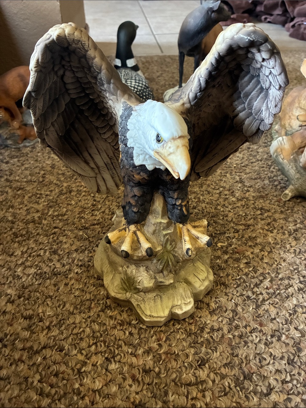 Decorative Bald Eagle Bird Toy - White and Brown